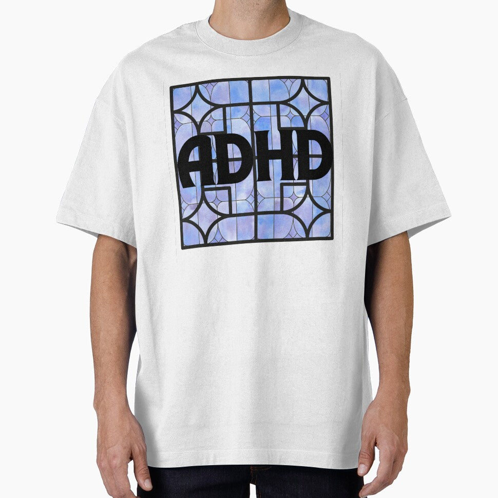ADHD Stained Glass Typography – Blue Abstract Neurodivergent Art by plutobleuu T-Shirts, Hoodie, Sweatshirt (Image 1)