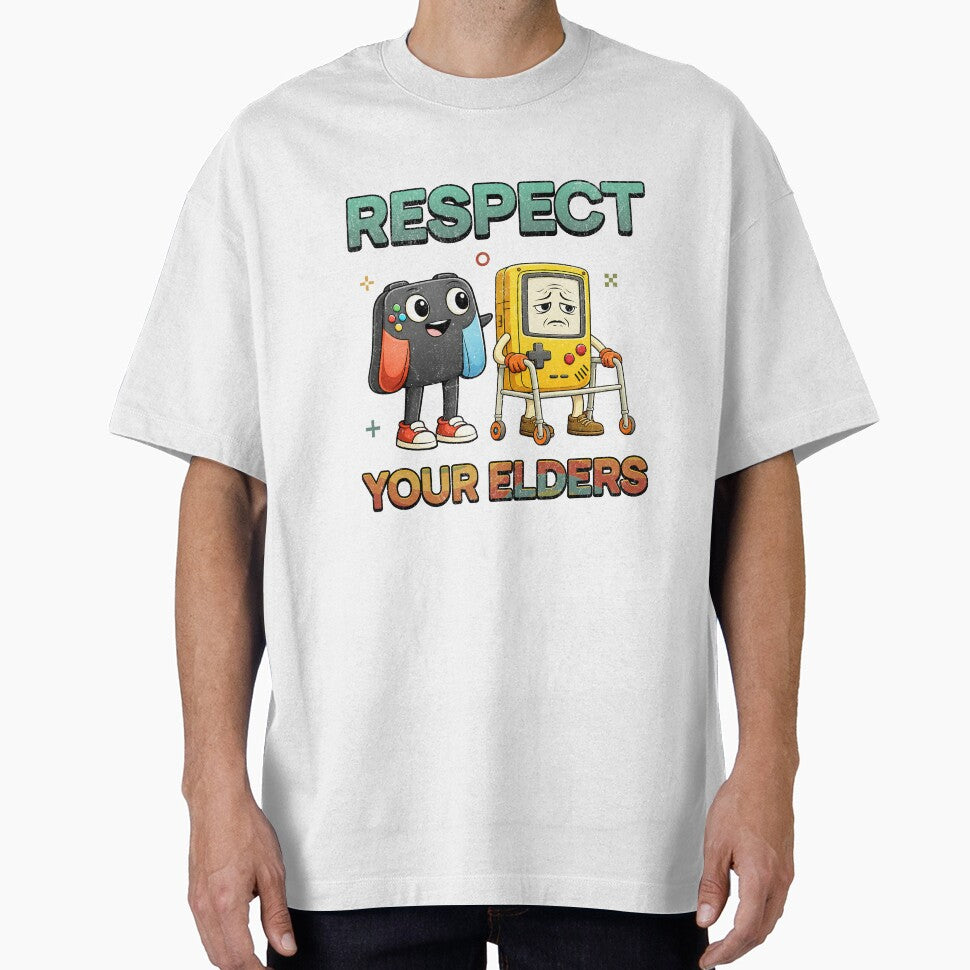 Respect Your Elders Gaming Control Retro – Retro Console Generations Illustration Design by s.waniel1 T-Shirts,... (Image 1)