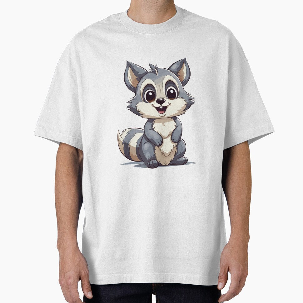 Happy Raccoon - Playful and Cheerful Wildlife Art Print by QualityQuest T-Shirts, Hoodie, Sweatshirt (Image 1)
