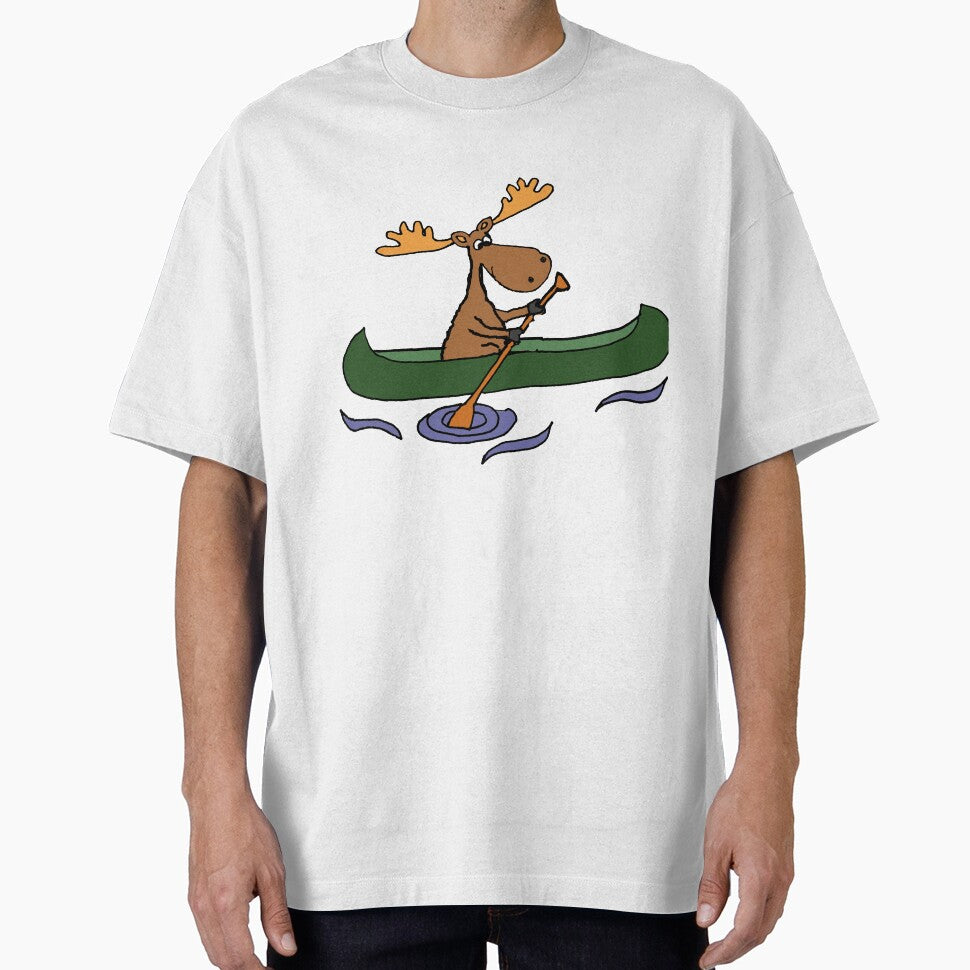 Funny Moose Canoeing Cartoon by Nature's Fancy
