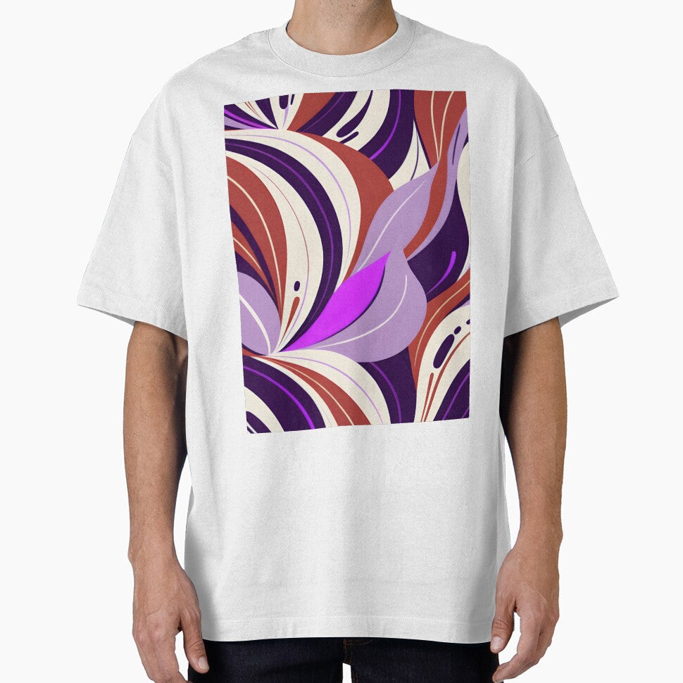 Mid Mod Retro  Abstract Botanical Lilac, Burnt Orange by Prints and Lifestyle T-Shirts, Hoodie, Sweatshirt (Image 1)