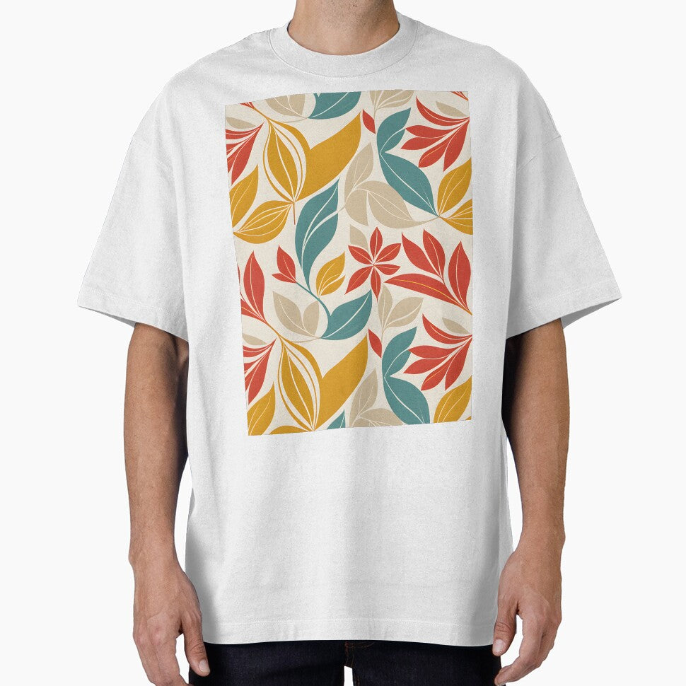 Retro Mid Mod Abstract Botanical Red, Mustard, Cream by Prints and Lifestyle T-Shirts, Hoodie, Sweatshirt (Image 1)