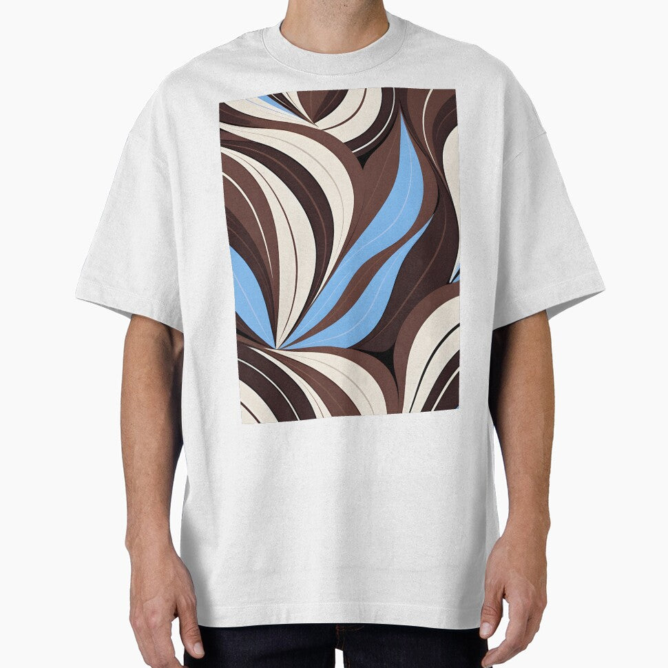 Mid Century Modern Abstract Botanical Chocolate Brown, Sky Blue by Prints and Lifestyle T-Shirts, Hoodie,... (Image 1)