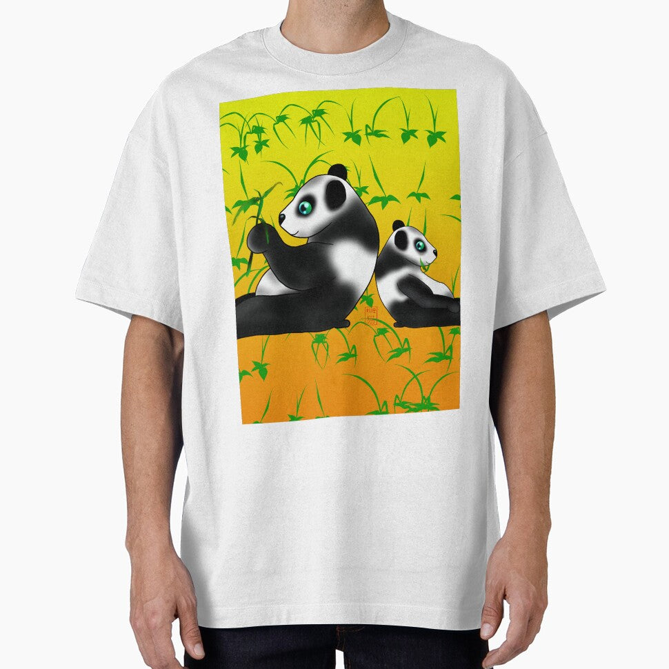 cartoon panda on yellow by BeingNow