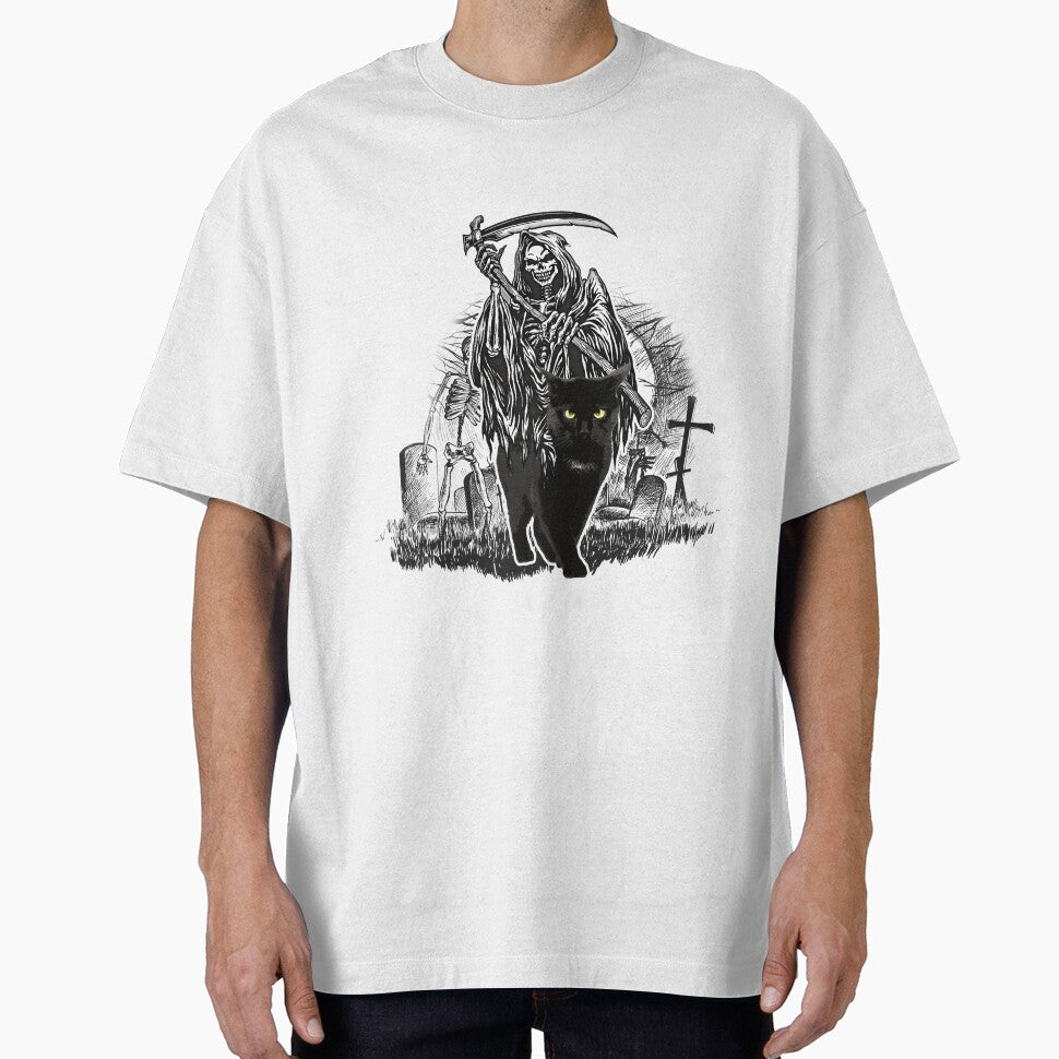 Death with a black cat by uni T-Shirts, Hoodie, Sweatshirt | BlankRebels.com (Image 1)