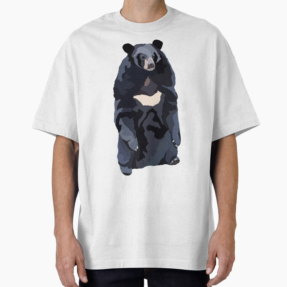 M is For Moon Bear,Moon Bear Artwork – Striking Asiatic Black Bear Illustration and Wildlife Design by PrettylittlepastelUk