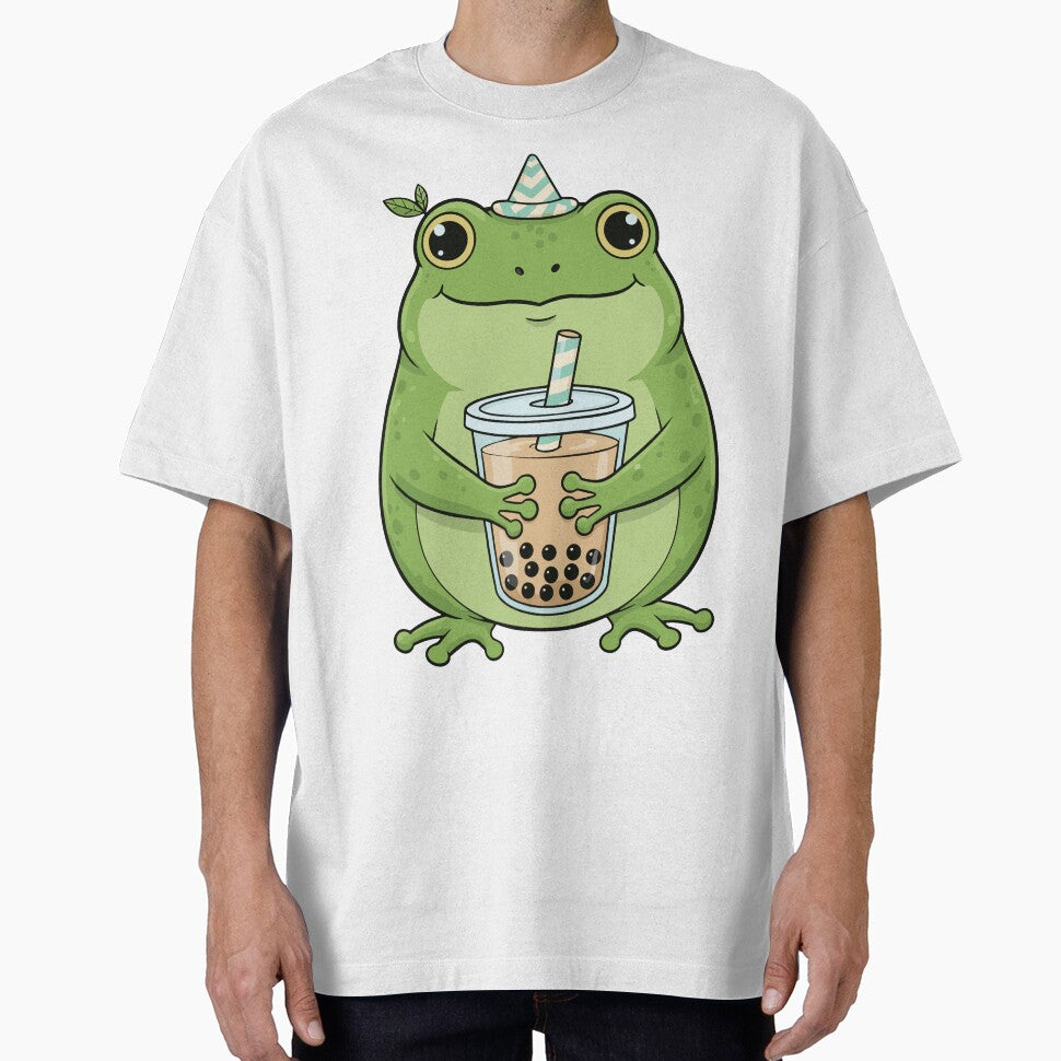 Happy Green Frog Bubble Tea – Cute Kawaii Frog Aesthetic by JalalMsd T-Shirts, Hoodie, Sweatshirt | BlankRebels.com (Image 1)