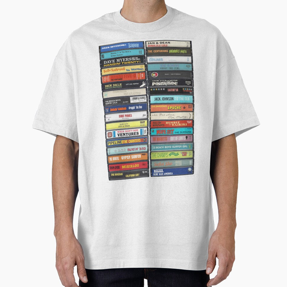 Surfing Music - Surf Anthems - Vintage Cassette Print by Mr Mustard Prints T-Shirts, Hoodie, Sweatshirt (Image 1)