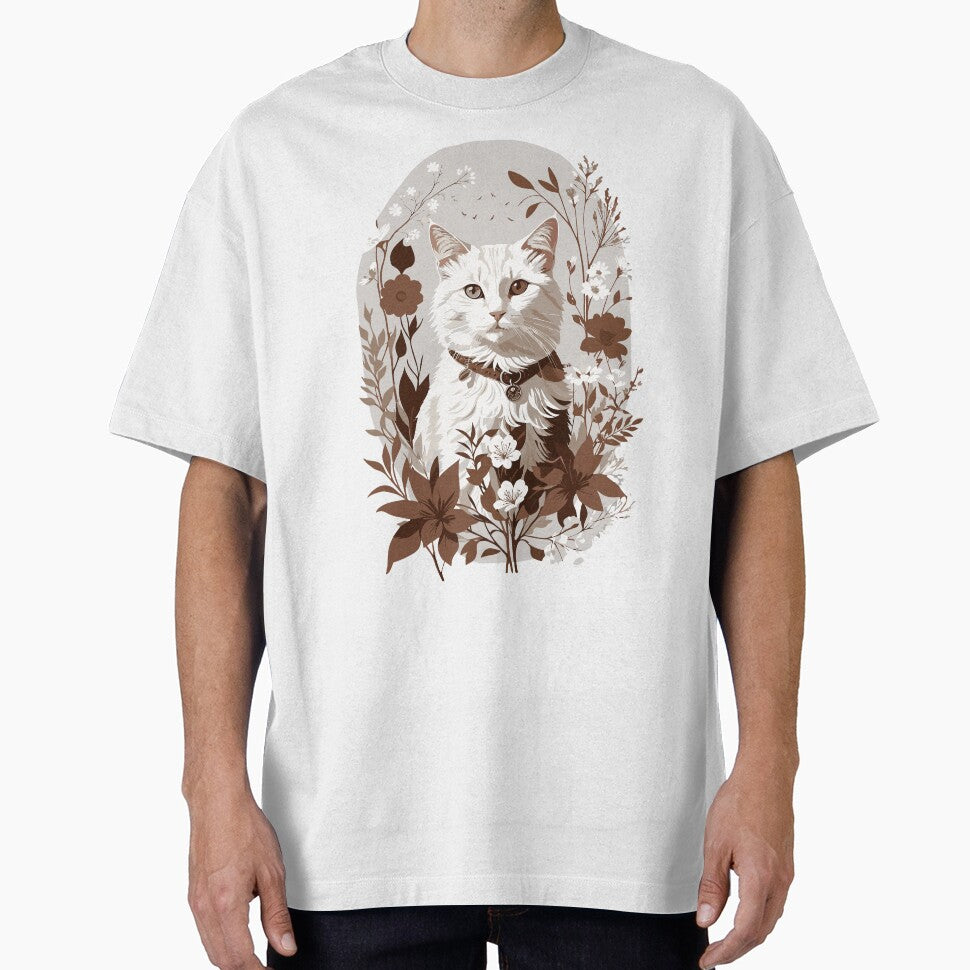 Kitty Cat Floral Botanical Vintage aesthetic Design by LoFiArtFart T-Shirts, Hoodie, Sweatshirt | BlankRebels.com (Image 1)