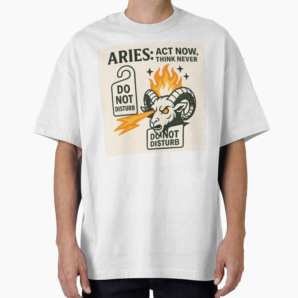 Aries Zodiac Funny Design – Act Now Think Never Ram Sign Art by VoidBloom Studio T-Shirts, Hoodie, Sweatshirt (Image 1)