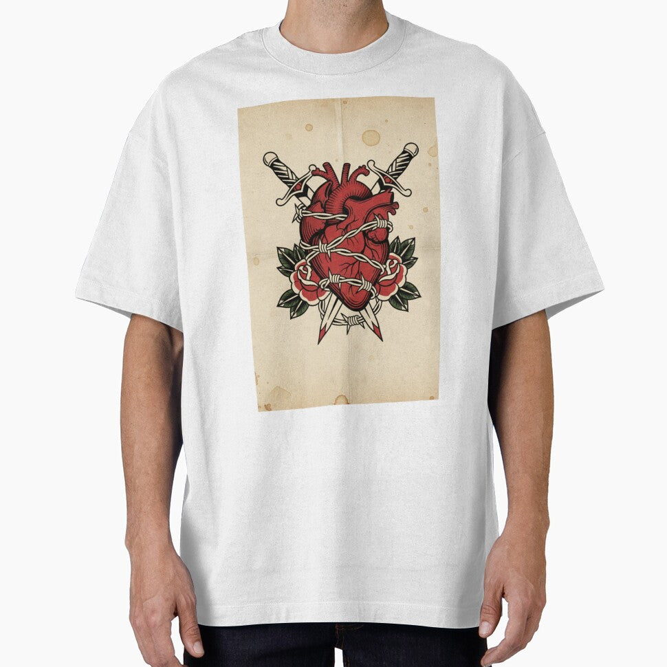 Sacred Heart Dagger Tattoo – Traditional Old School Thorns & Roses Art by MiracleDroplet T-Shirts, Hoodie,... (Image 1)