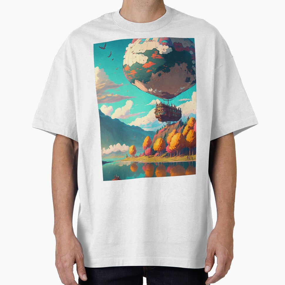 Balloon Adventure Fantasy Landscape Art 02 - Colorful Cartoon Travel by Sunchaser World T-Shirts, Hoodie,... (Image 1)