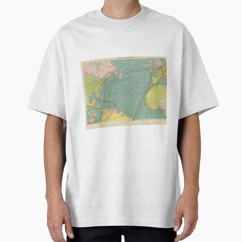 Vintage Atlantic Ocean Navigational Map (1922) by BravuraMedia T-Shirts, Hoodie, Sweatshirt | BlankRebels.com (Image 1)