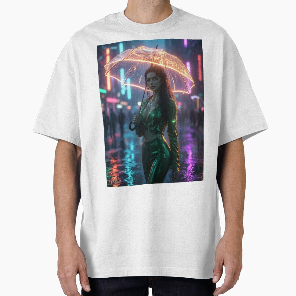 Sara BrokenNeonUmbrella CyberpunkRain by Rashidho T-Shirts, Hoodie, Sweatshirt | BlankRebels.com (Image 1)