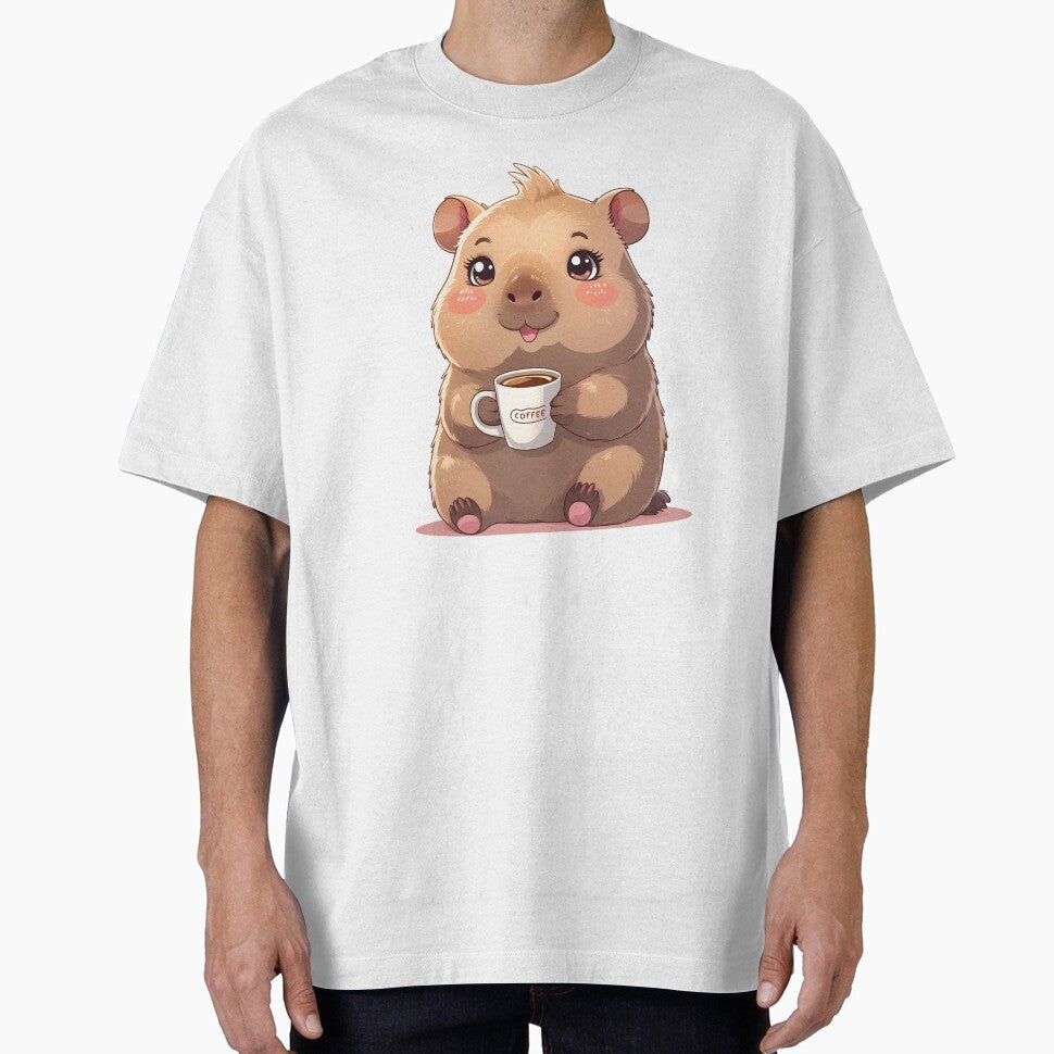Kawaii Capybara Drinking Coffee by Liv Solara T-Shirts, Hoodie, Sweatshirt | BlankRebels.com (Image 1)