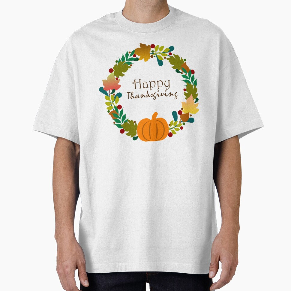 Thanksgiving Wreath With Pumpkin And Leaves by Oirabot T-Shirts, Hoodie, Sweatshirt | BlankRebels.com (Image 1)