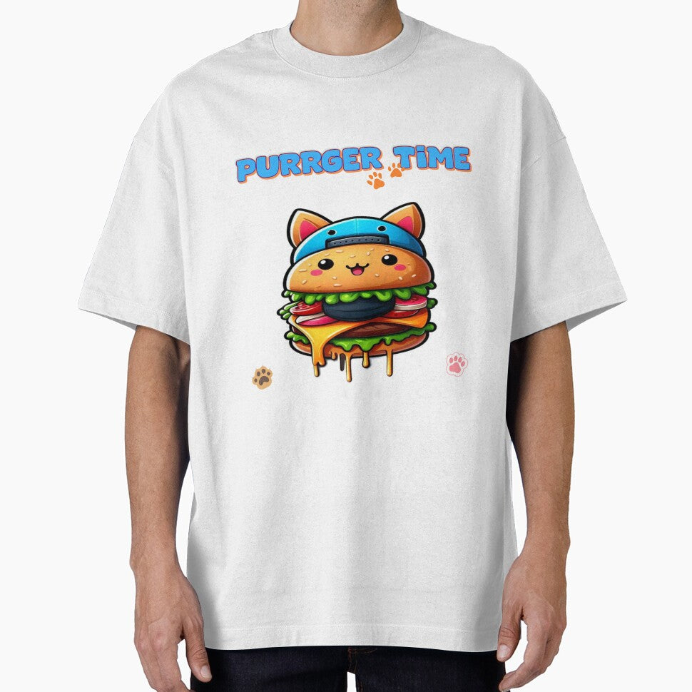 Purrger Time | Kawaii Burger Cat with Cap by Kesef Project by Kesef Project T-Shirts, Hoodie, Sweatshirt (Image 1)