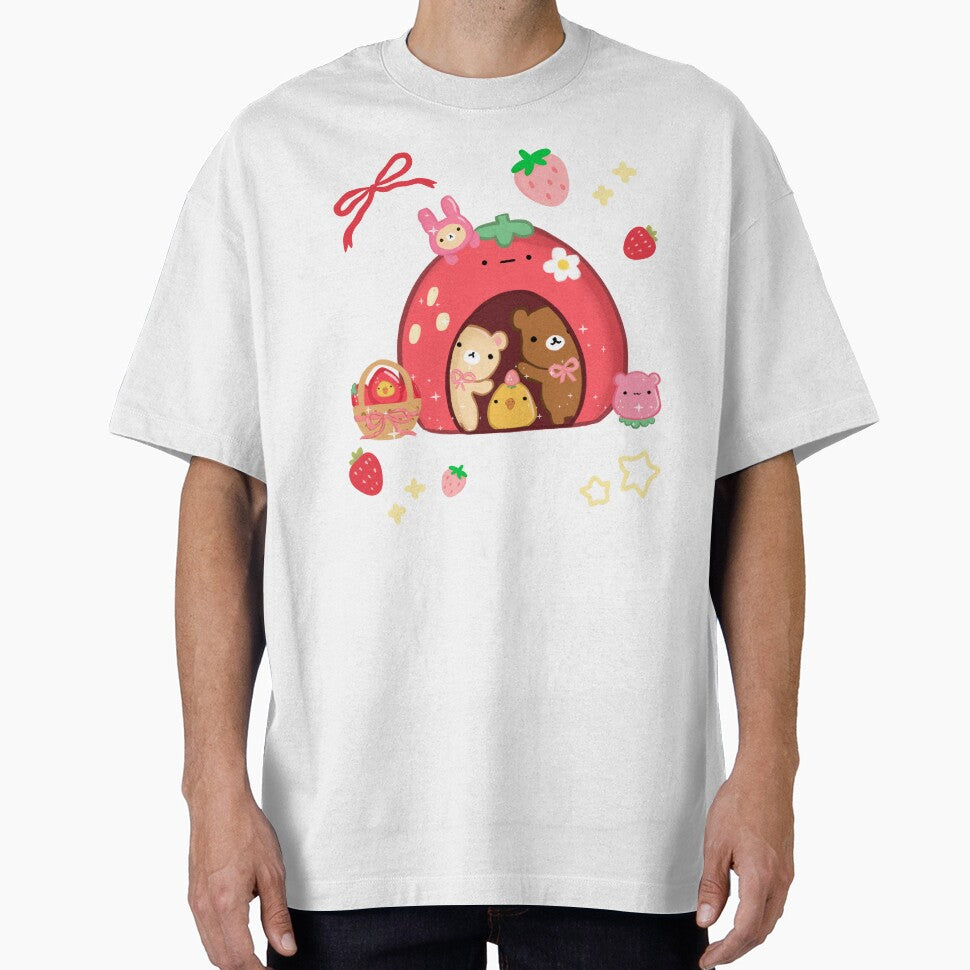 Kawaii Strawberry House and Bears by starbunnykawaii T-Shirts, Hoodie, Sweatshirt | BlankRebels.com (Image 1)