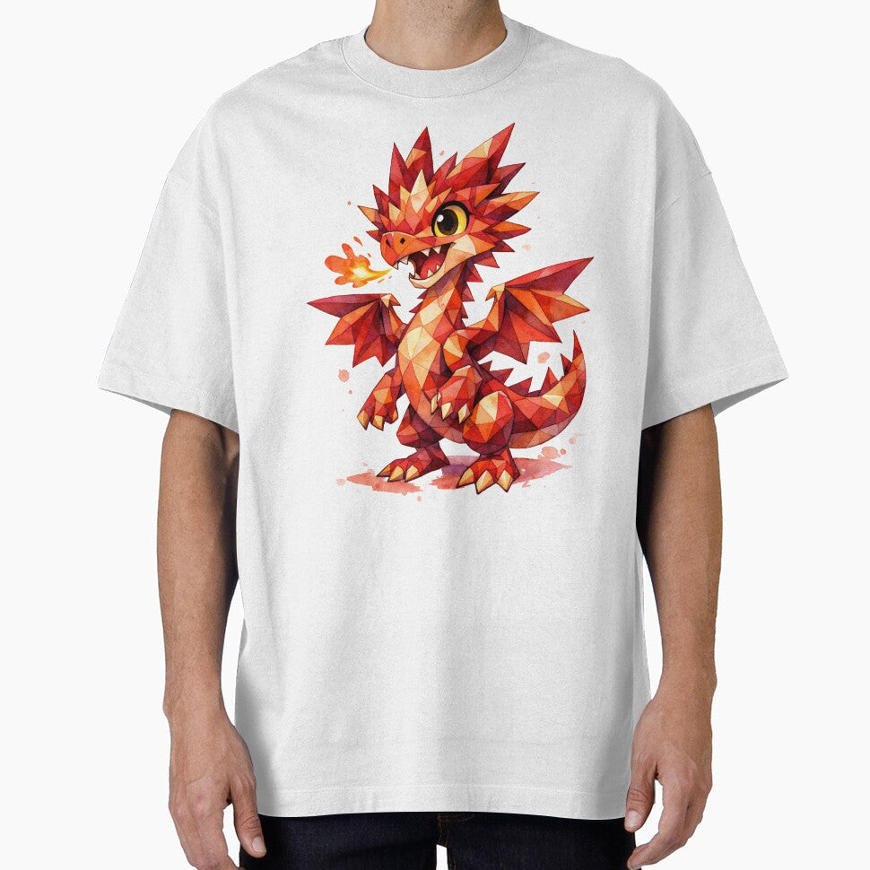 Cute Red / Orange / Gold Watercolour Triangle Dragon by inspired-works T-Shirts, Hoodie, Sweatshirt (Image 1)