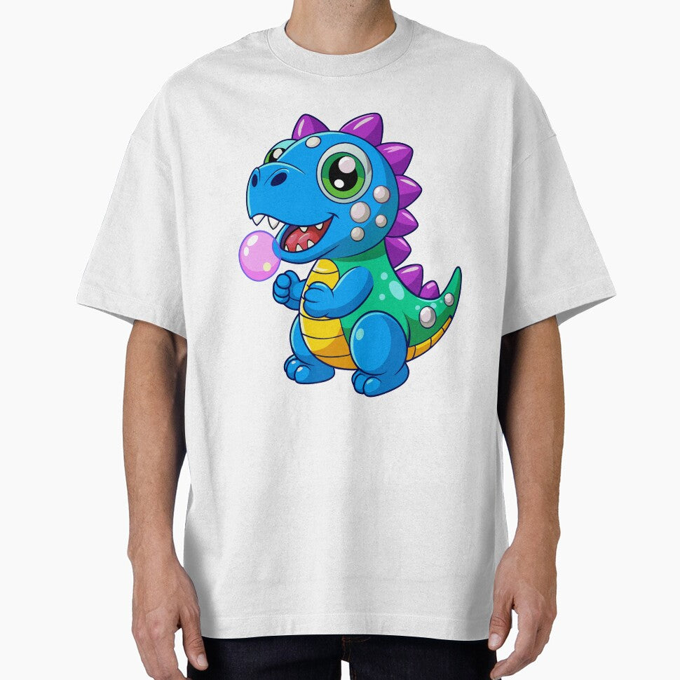 Playful Dinosaur Blowing Bubbles Sticker – Kawaii Vector Art on White Background by itsnaeem (36) T-Shirts,... (Image 1)