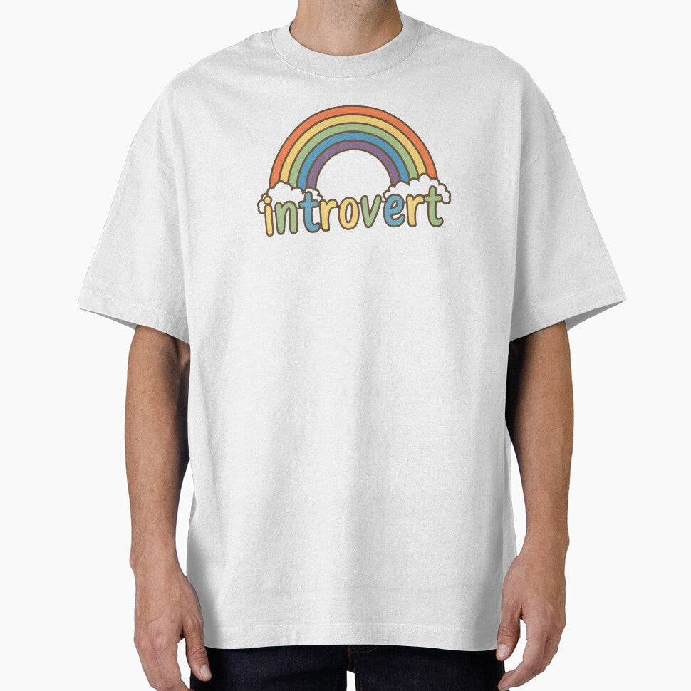Colorful Introvert Rainbow Graphic Sticker, Cute Pastel Tone Rainbow Label Design, Perfect Gift for Introverts... (Image 1)