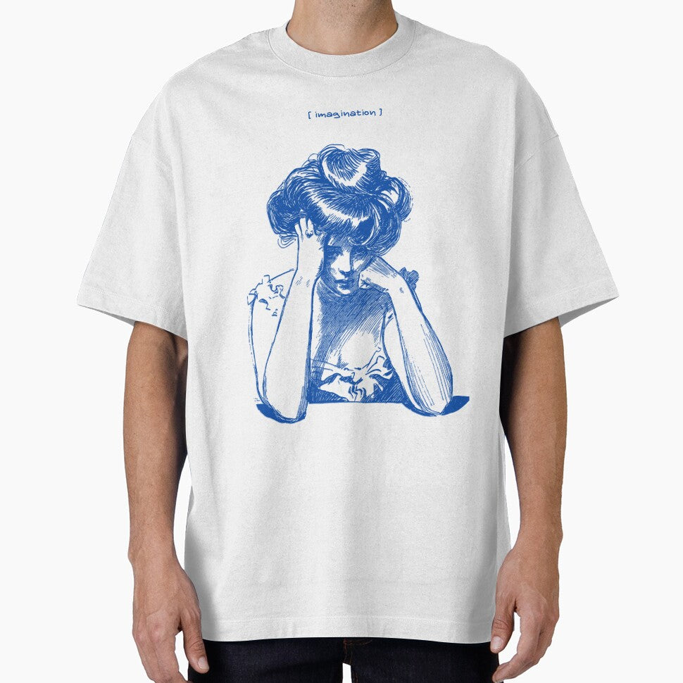 Vintage Minimalist Imagination Tee | Aesthetic Ink Drawing, Portrait of a Woman, Vintage Art by PlanetaA
