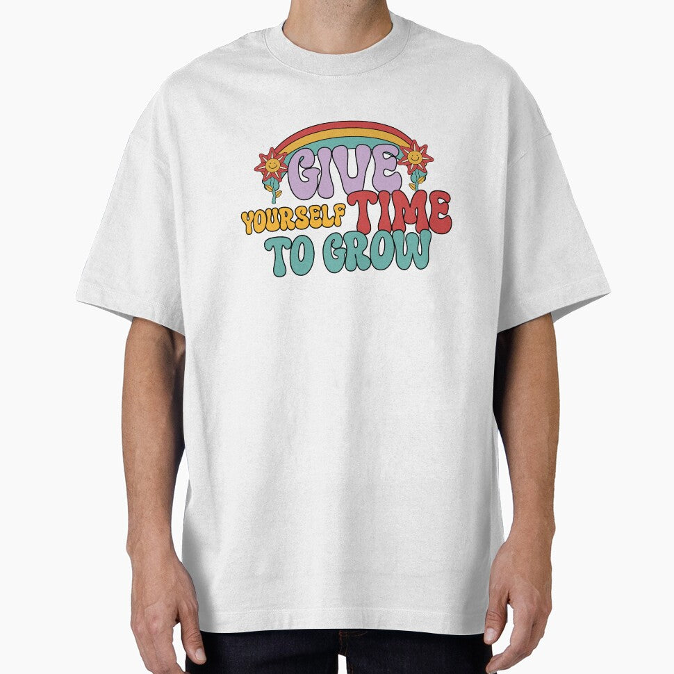 Copy of Give Yourself Time To Grow - Groovy Retro Flower Design by ElLocoMus T-Shirts, Hoodie, Sweatshirt (Image 1)