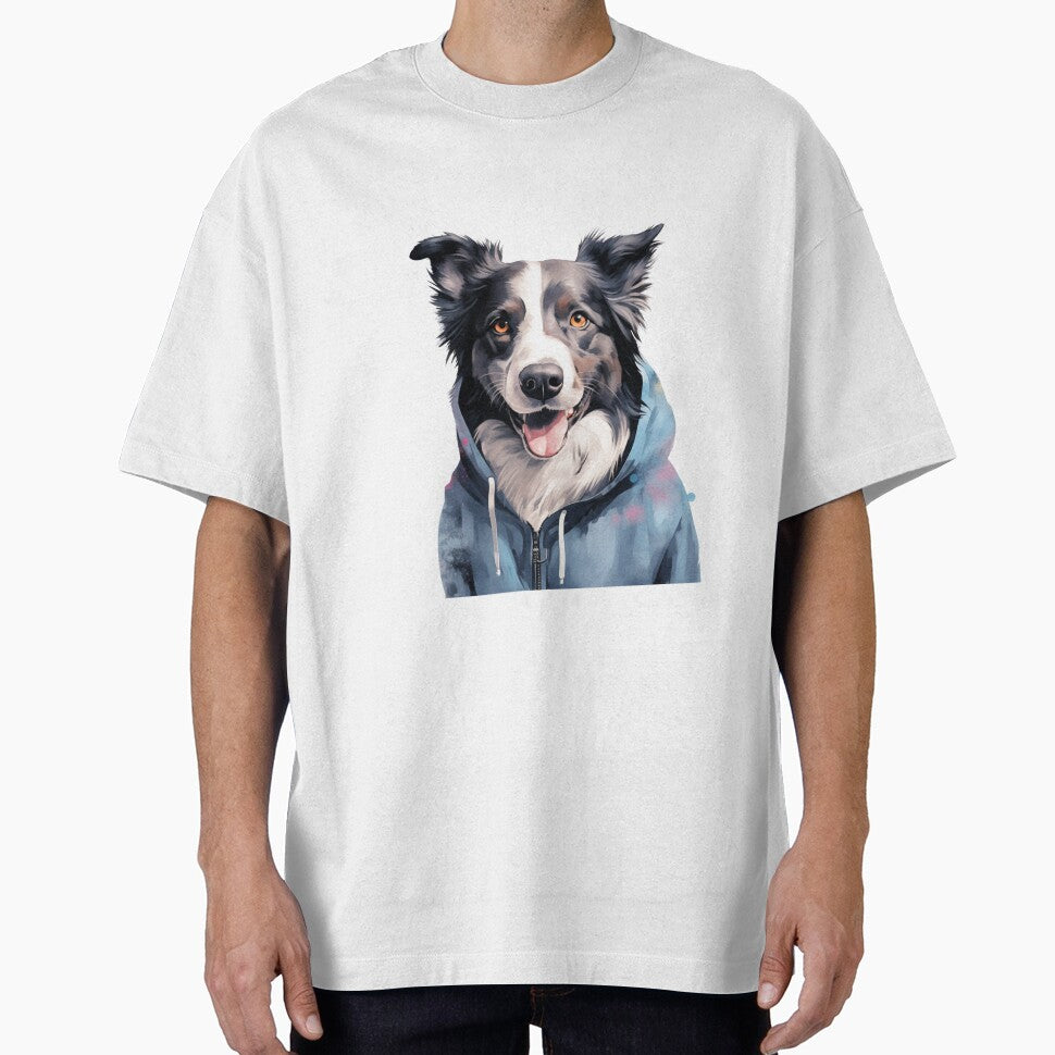 Border Collie In Hoodie T-Shirt by NicolasGlowArt Sweatshirt | BlankRebels.com (Image 1)