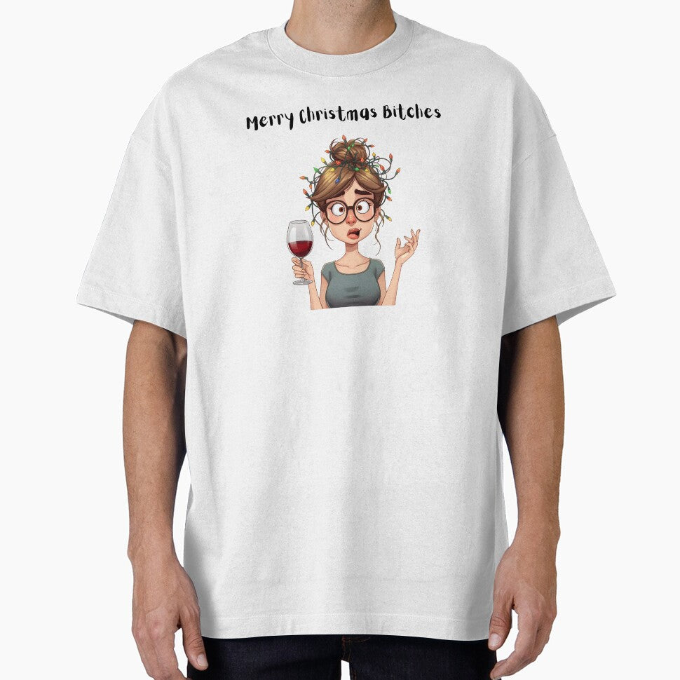 Sarcastic Christmas Humour Illustration – Wine Lover Holiday Art by Fabricbella T-Shirts, Hoodie, Sweatshirt (Image 1)
