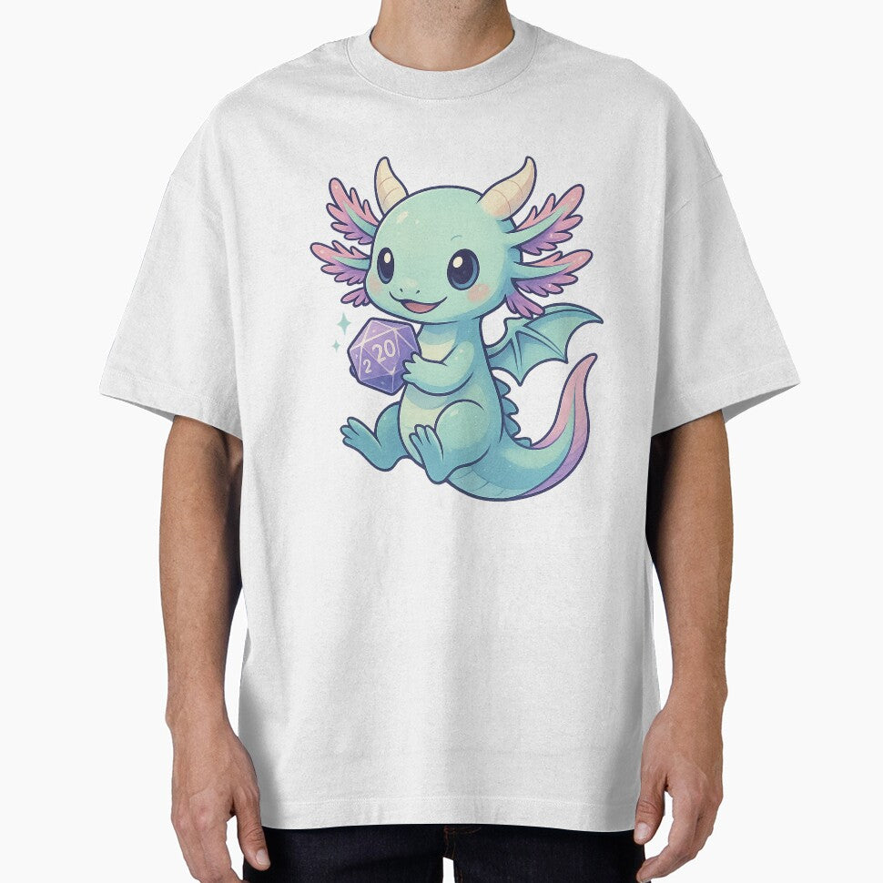 Axodragon Roll – Anime Axolotl Dragon with Glowing D20 by Drayans's Atelier T-Shirts, Hoodie, Sweatshirt (Image 1)