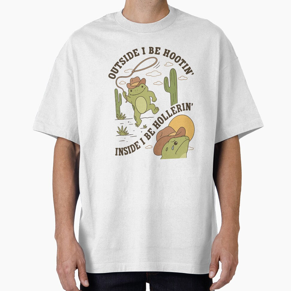 Funny Cowboy Frog – Outside I Be Hootin’ Inside I Be Hollerin’ by haitrieuic96 T-Shirts, Hoodie, Sweatshirt (Image 1)