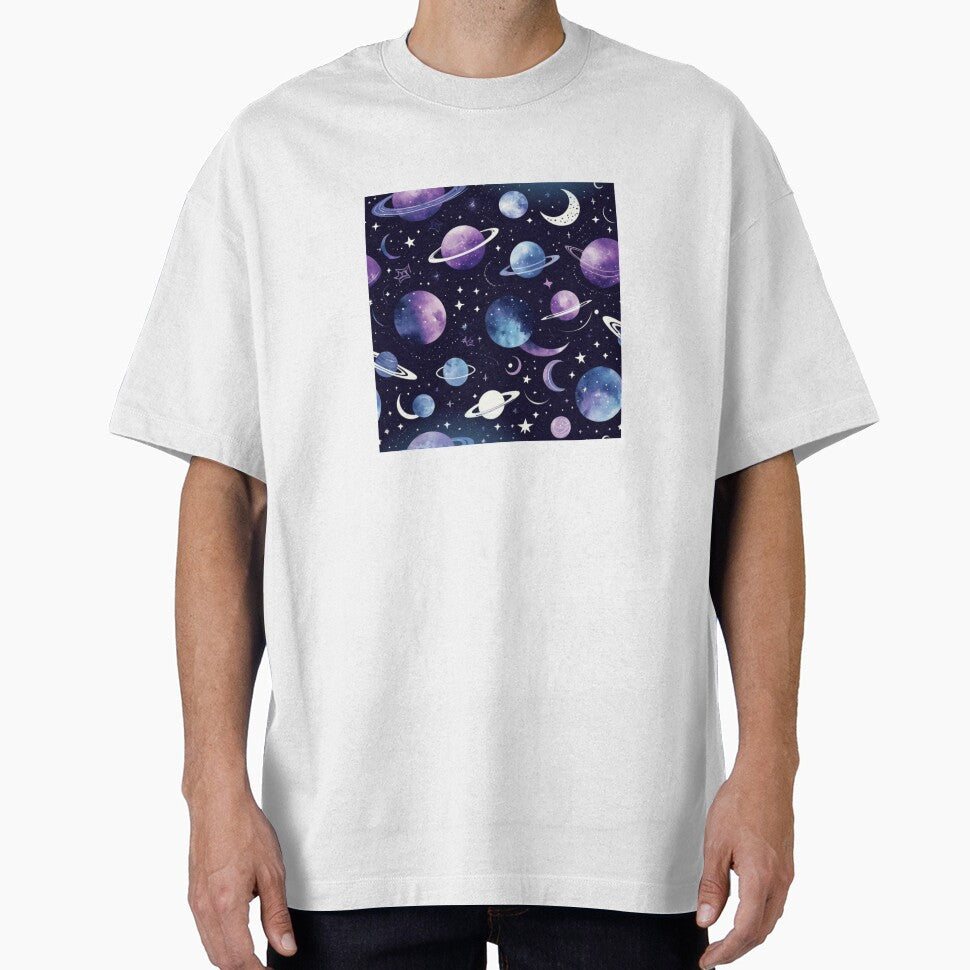 "Cosmic Galaxy Pattern | Purple and Blue Celestial Planets & Stars" by PRIME4YOU T-Shirts, Hoodie, Sweatshirt (Image 1)