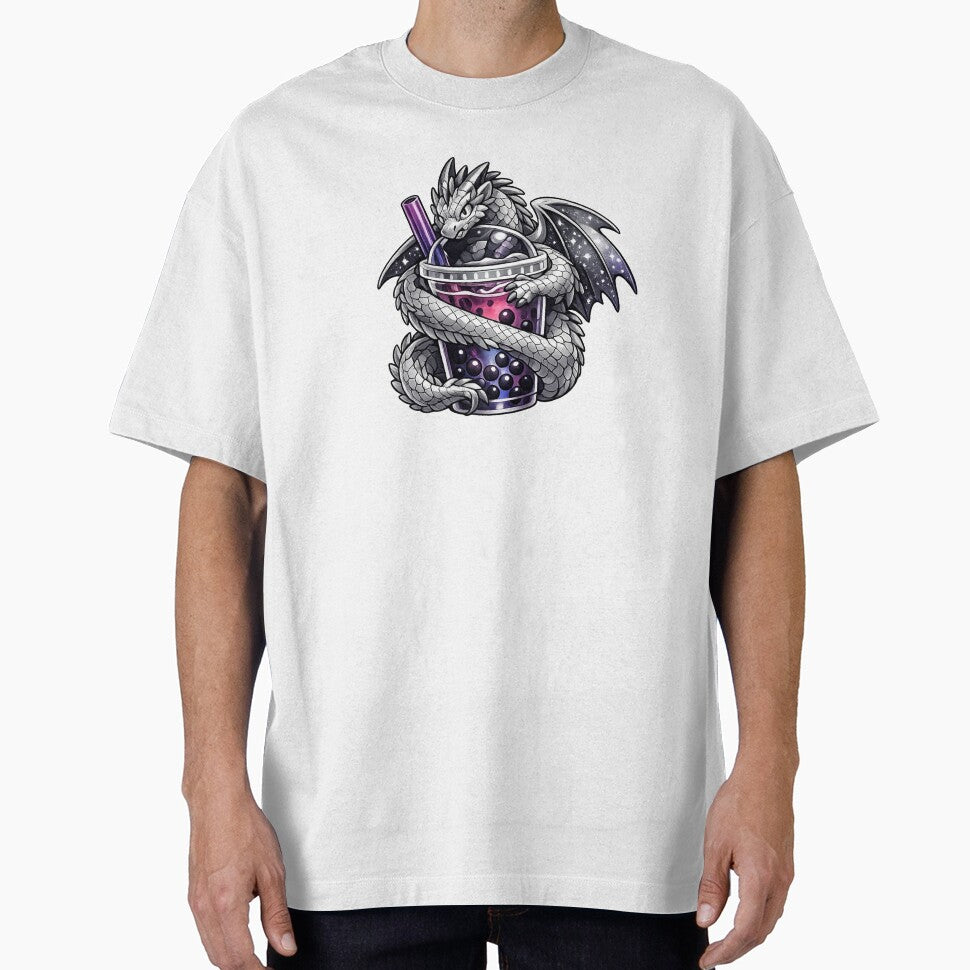 Silver Dragon Bubble Tea – Dragon Boba Tea Fantasy Illustration by Reminixi T-Shirts, Hoodie, Sweatshirt (Image 1)