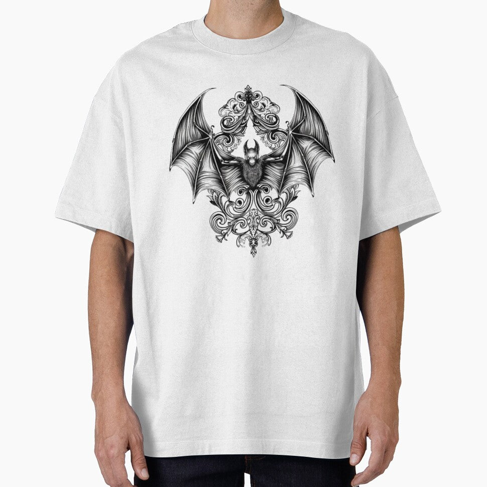 Gothic Bat with Ornamental Frame by AlexLineArt T-Shirts, Hoodie, Sweatshirt | BlankRebels.com (Image 1)