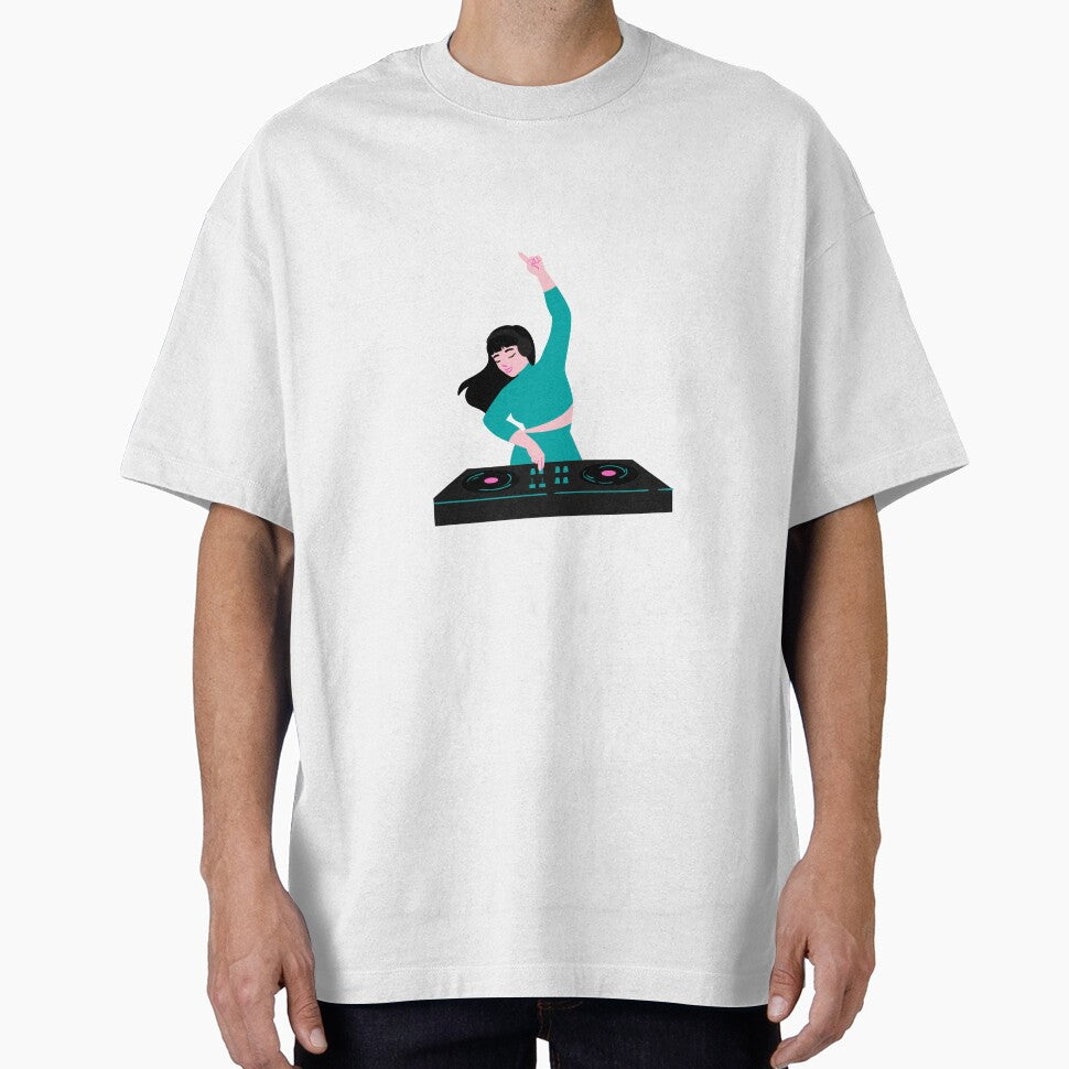 Female DJ with Turntables/ Blue Outfit by Alimick T-Shirts, Hoodie, Sweatshirt | BlankRebels.com (Image 1)