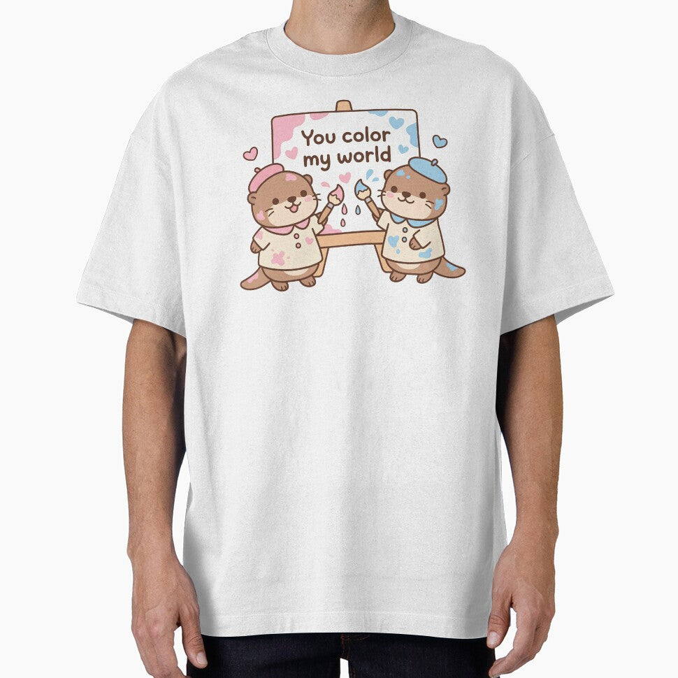 Cute Otter Couple in Love – Valentine’s Romantic Design by Nice Vibes Prints T-Shirts, Hoodie, Sweatshirt (Image 1)