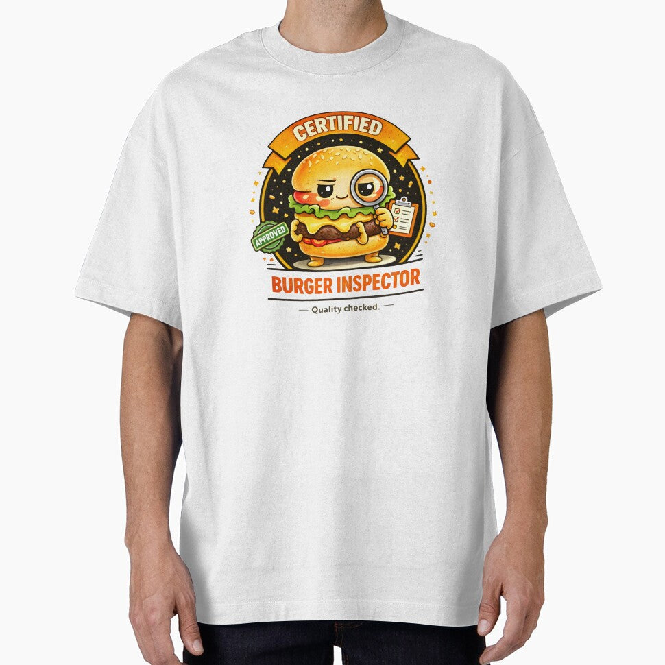 Certified Burger Inspector – Funny Burger Mascot Food Humor Design by Snackwear Apparel T-Shirts, Hoodie,... (Image 1)