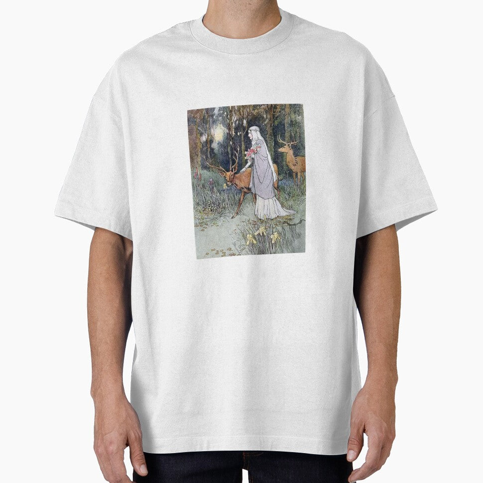 Aesthetic Young Girl with Deer by Eva Vincent T-Shirts, Hoodie, Sweatshirt | BlankRebels.com (Image 1)