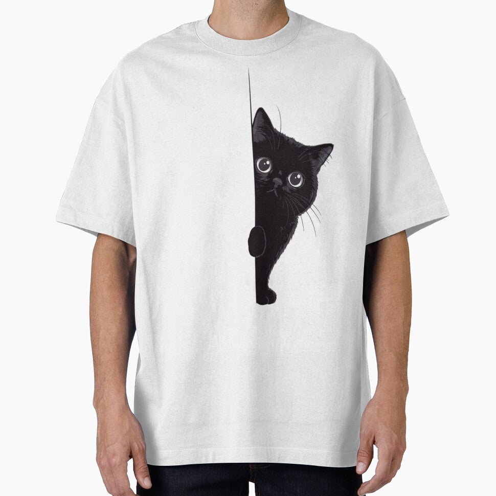Black Cat Peeking by dudelinart T-Shirts, Hoodie, Sweatshirt | BlankRebels.com (Image 1)