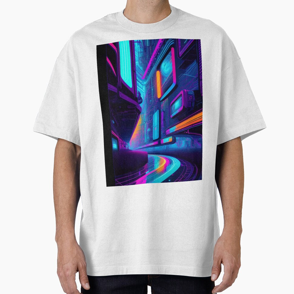 Techno Urban Sprawl- Abstract City Road Digital Art Print by Esterlane T-Shirts, Hoodie, Sweatshirt (Image 1)