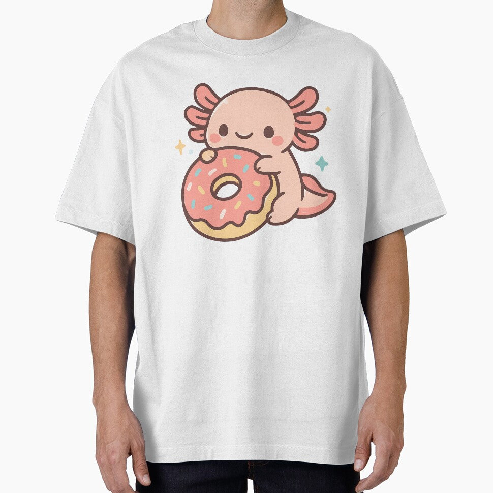 Cute Axolotl with Donut | Kawaii Axolotl by stylishdzign T-Shirts, Hoodie, Sweatshirt | BlankRebels.com (Image 1)