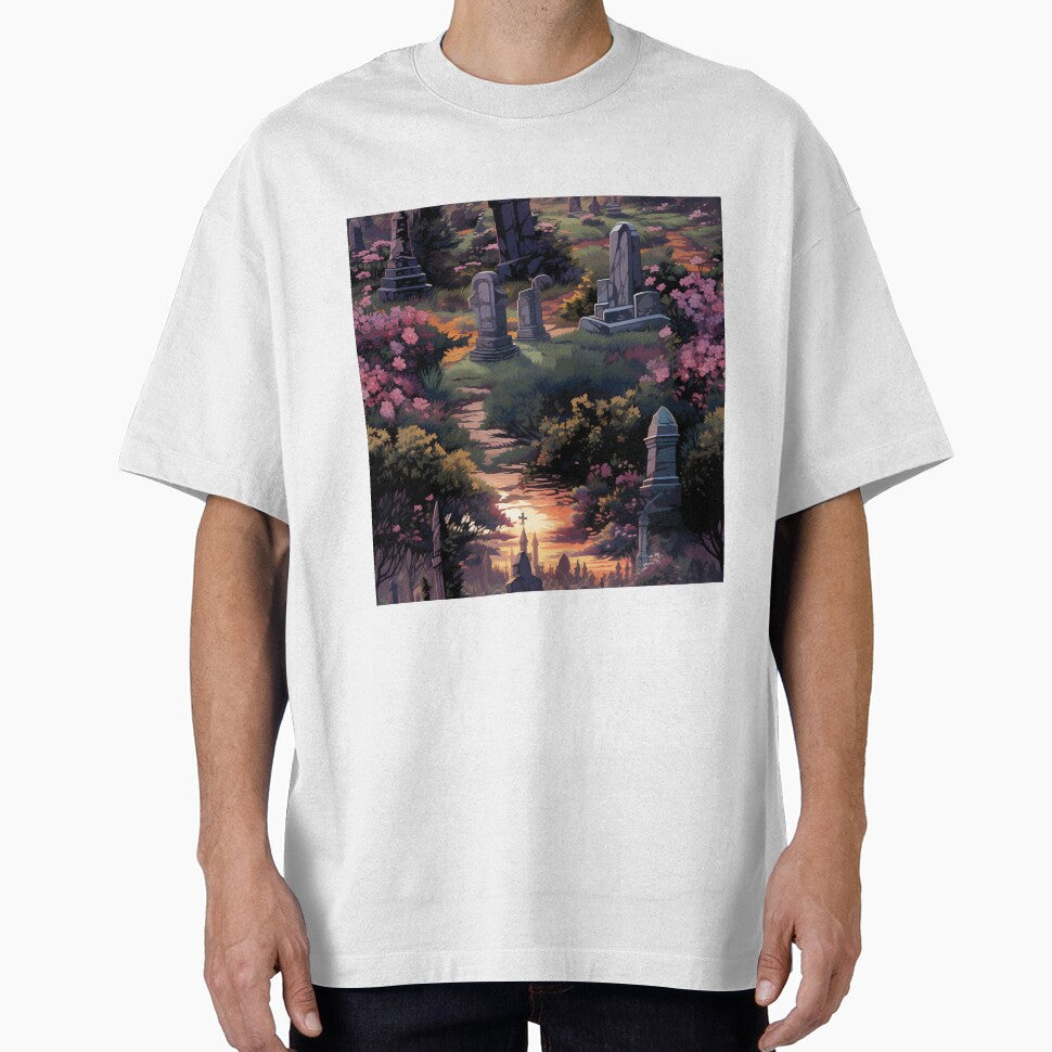 Gothic Cemetery Gravestones and Flowers Pattern by SchorlCraft T-Shirts, Hoodie, Sweatshirt | BlankRebels.com (Image 1)