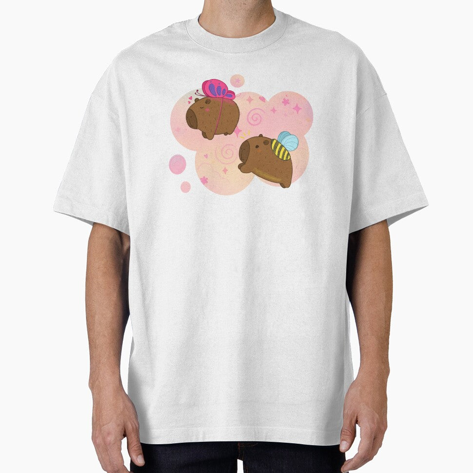 Cute Capybaras – Whimsical Flying Capybara Fantasy Print by Tattyarts T-Shirts, Hoodie, Sweatshirt (Image 1)