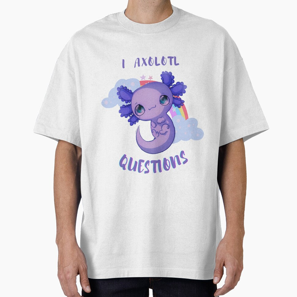 CUTE kawaii I AXOLTL QUESTIONS WITH RAINBOWS & CLOUDS by Dryyfryy T-Shirts, Hoodie, Sweatshirt | BlankRebels.com (Image 1)
