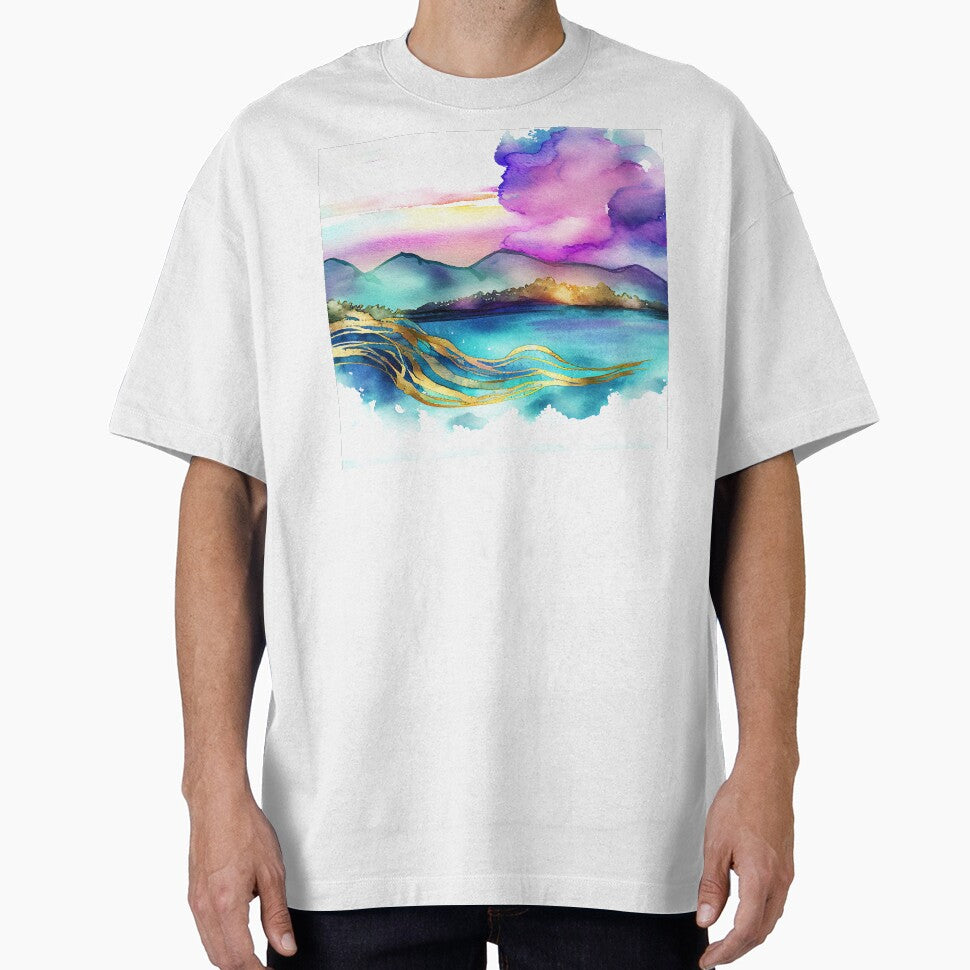 Unforgettable Purple Teal Sunset Painting for Home Decor Digital Print by adlydesigns T-Shirts, Hoodie, Sweatshirt (Image 1)