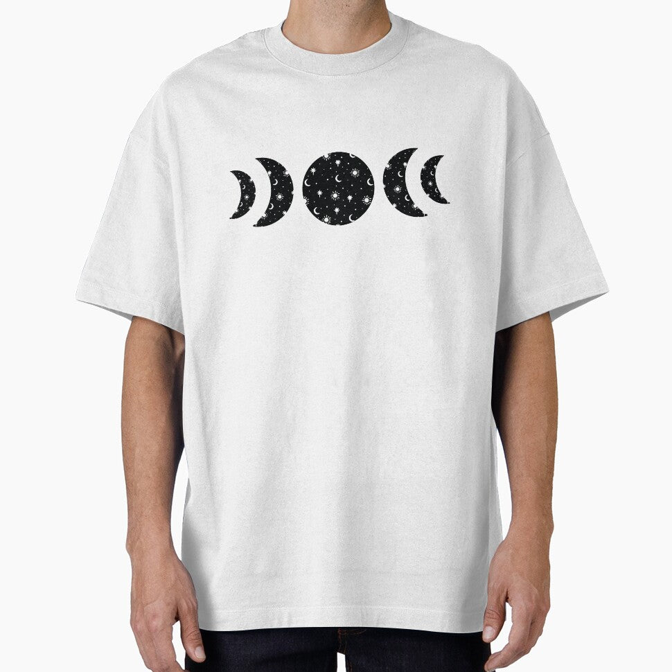 Cosmic Moon Phases Black by minimallineart T-Shirts, Hoodie, Sweatshirt | BlankRebels.com (Image 1)
