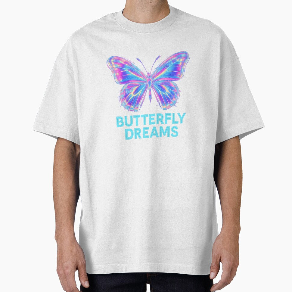 Y2K Chrome Butterfly Tie‑Dye Tee by TONSNAP