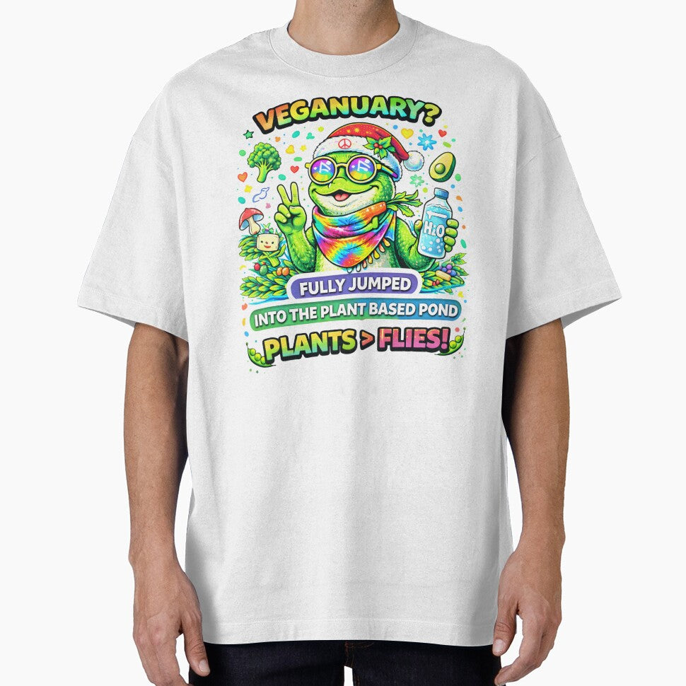 Veganuary Plant‑Based Pond Frog Vibes by AnnDesignStudio T-Shirts, Hoodie, Sweatshirt | BlankRebels.com (Image 1)