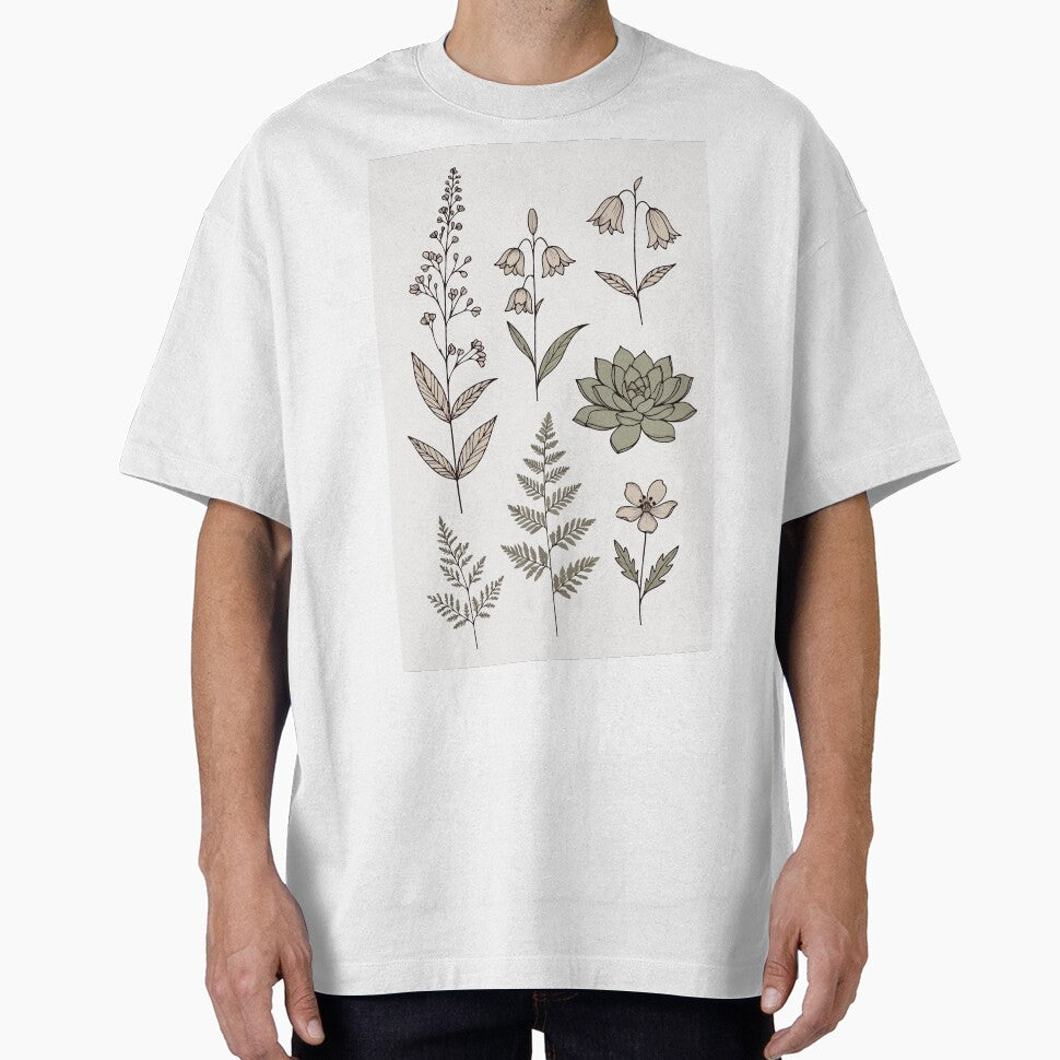 Minimalist Botanical Line Art Wildflowers & Ferns by stylishdzign T-Shirts, Hoodie, Sweatshirt | BlankRebels.com (Image 1)