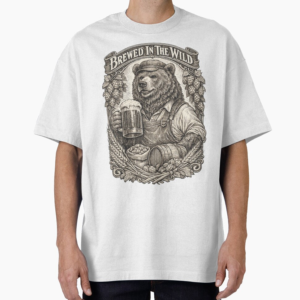 Vintage Bear Brewer Craft Beer Engraving T-Shirt Design by Mahilis